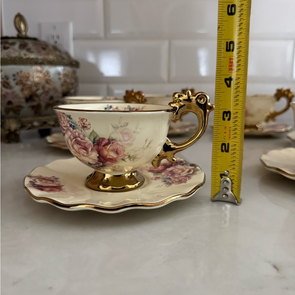 Fanquare Porcelain Tea Cups Set of 6 - Picture 7 of 8